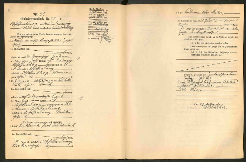 Standesamtsbuch der Stadt Aschaffenburg: Eheschließungen 252/1930 - 130/1931