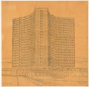 Hochhaus am Bahnhof Friedrichstraße, Berlin: Perspektivische Ansicht Standpunkt D, Lösung B