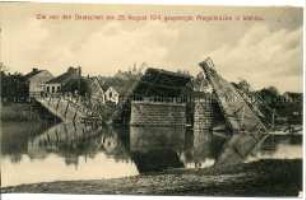 Gesprengte Brücke in Wehlau/Ostpreußen
