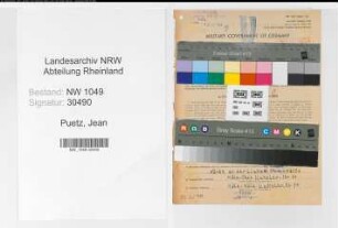 Entnazifizierung Jean Puetz , geb. 11.11.1891 (Oberbrandmeister)