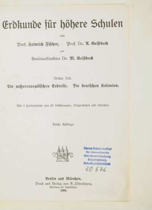 Teil 3: Die außereuropäischen Erdteile, Die deutschen Kolonien
