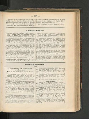 Literatur-Bericht und Koloniale Literatur. XIV