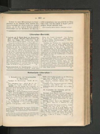 Literatur-Bericht und Koloniale Literatur. XIV