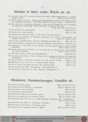Miniaturen, Handzeichnungen, Gemälde etc. (Nr. 588-724)