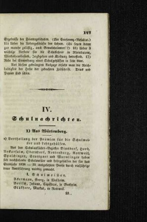 Aus Würtemberg : [Schulnachrichten]