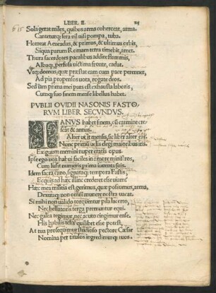 Publii Ovidii Nasonis Fastorum Liber Secundus.