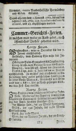 Cammer-Gerichts-Ferien.