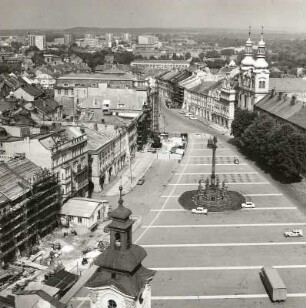 Hradec Králové. Blick vom Weißen Turm über den Marktplatz