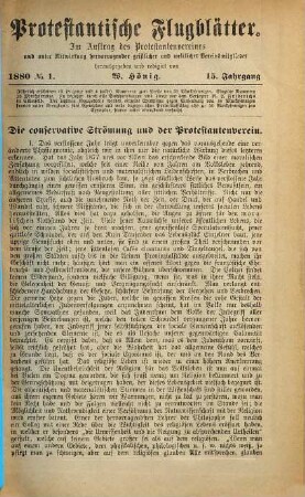 Protestantische Flugblätter. 1880, Nr. 1 - 3 = Jg. 15