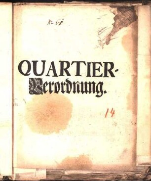 Quartier-Verordnung : [Geben auff der Residentz Gottorf den 16. Martii Anno 1709.]