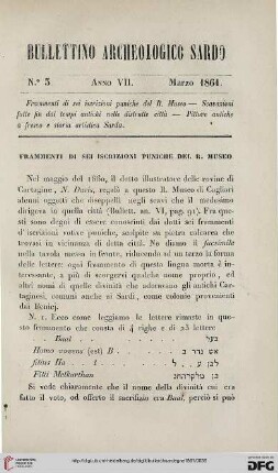 7: Frammenti di sei iscrizioni puniche del R. Museo
