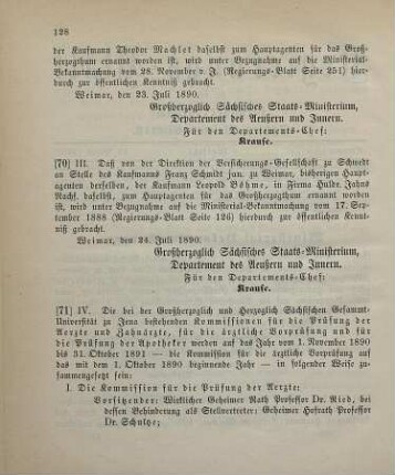70. Ministerial-Bekanntmachung, den Wechsel in der Hauptagentur der Versicherungs-Gesellschaft zu Schwedt betreffend