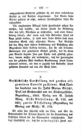 152-166 "Geschichtliche Darstellung des großen allgemeinen Concils zu Trient" von Jakob Marian Göschl