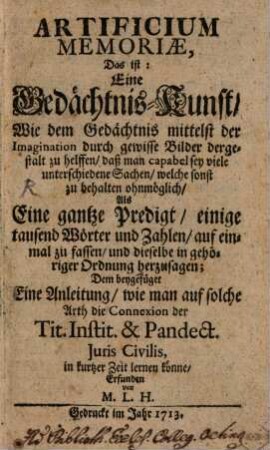 Artificium memoriae ...