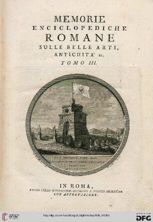 3: Memorie enciclopediche romane sulle belle arti, antichita etc