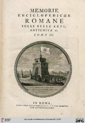 3: Memorie enciclopediche romane sulle belle arti, antichita etc