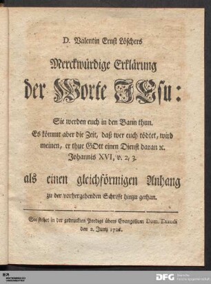 Merckwuerdige Erklaerung der Worte Jesu