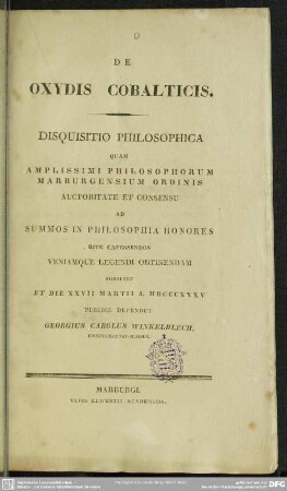 De Oxydis Cobalticis : Disquisitio Philosophica ...