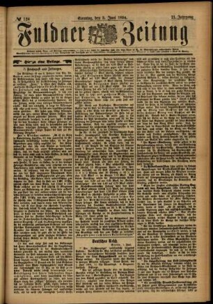 Erste Ausgabe vom Sonntag, den 03. Juni 1894.