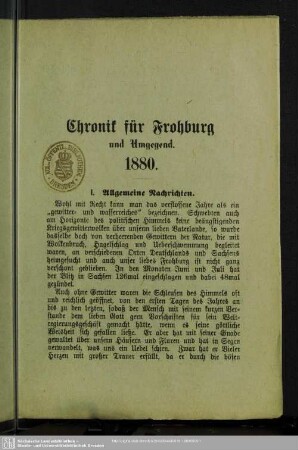 1880: Chronik von Frohburg und Umgebung