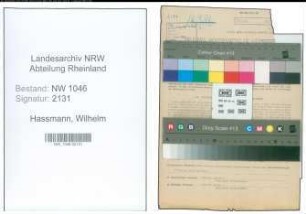 Entnazifizierung Wilhelm Hassmann , geb. 07.10.1892 (Krankenpfleger)