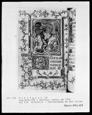 Lateinisches Stundenbuch — Bildseite mit Textanfang, Folio 61verso
