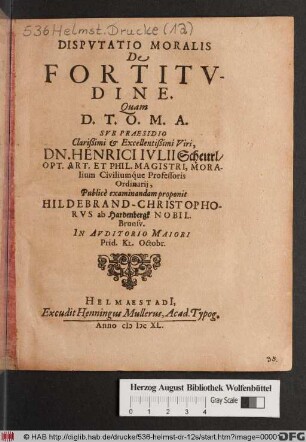 Disputatio Moralis De Fortitudine