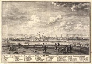 Georg Daniel Heumann: Wahre Abbildung der Stadt Göttingen (1747) - N. VI. Goettingen. Wie solches auf dem Leinberg gegen dem Gröner und Geismar Thor sich praesentiret