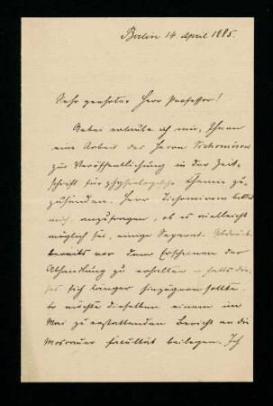 Berlin, 14.04.1885.