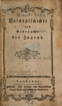 Naturgeschichte zum Gebrauche der Jugend