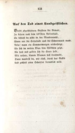 Auf den Tod eines Landgeistlichen.