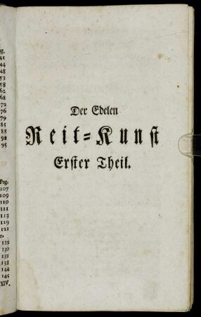 Der Edelen Reit-Kunst Erster Theil.