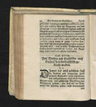 Cap. XXVIII. Von Wirthen und Gasthöfen/ auch Sachen/ so in die Gasthöffe gebracht werden.