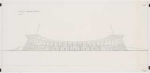 Stadion Oberwiesenfeld, München: Außenansicht Süd (1:200)