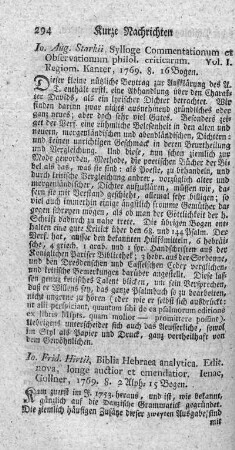 Commentationes et observationes philologico-criticae. Syll. Vol.I.
