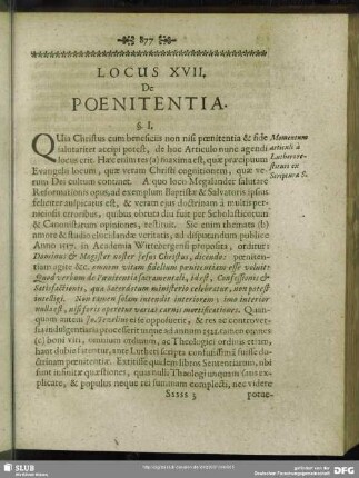Locus XVII. De Poenitentia