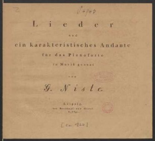 Lieder und ein karakteristisches Andante für das Pianoforte