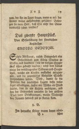 Das zweyte Hauptstück. Von Erforschung der feindlichen Anschläge