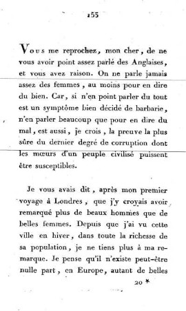 Des Femmes ; de la Moralité du Peuple anglais.