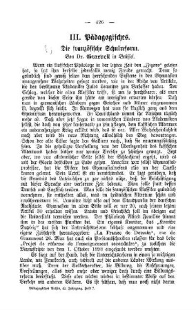 Die französische Schulreform : Pädagogisches