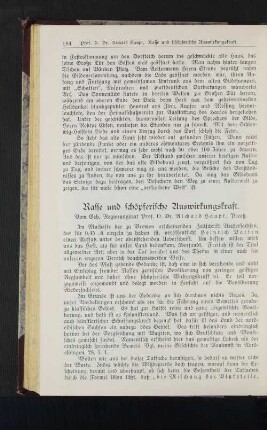 Rasse und schöpferische Auswirkungskraft.