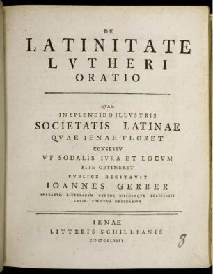 De Latinitate Lutheri Oratio