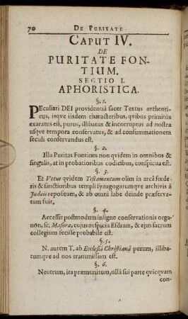 Caput IV. De Puritate Fontium