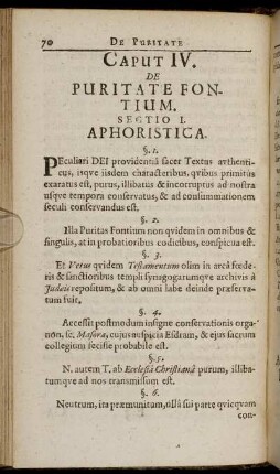 Caput IV. De Puritate Fontium