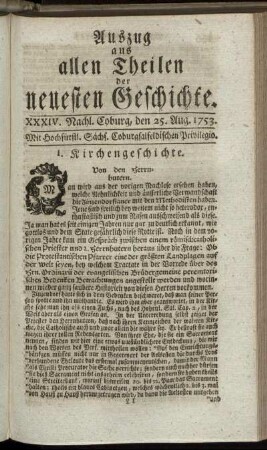 XXXVI. Nachlese. Coburg, den 25. Aug. 1753.