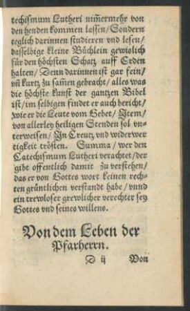 Von dem Leben der Pfarherrn.
