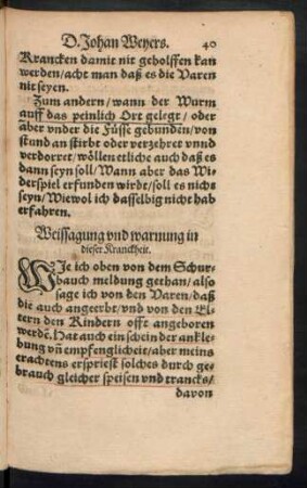 Weissagung und warnung in dieser Kranckheit.