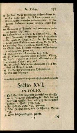 Sectio XVI.