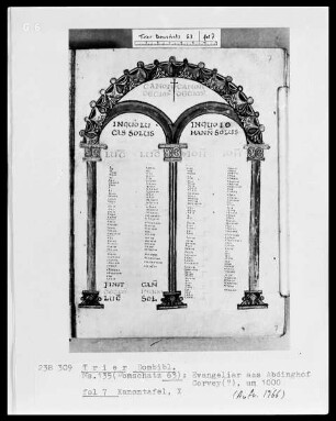 Evangeliar, Kanontafel X