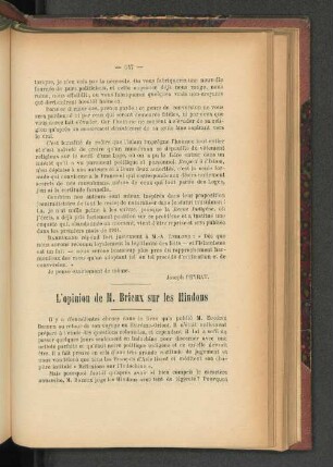 L'opinion de M. Brieux sur les Hindous.